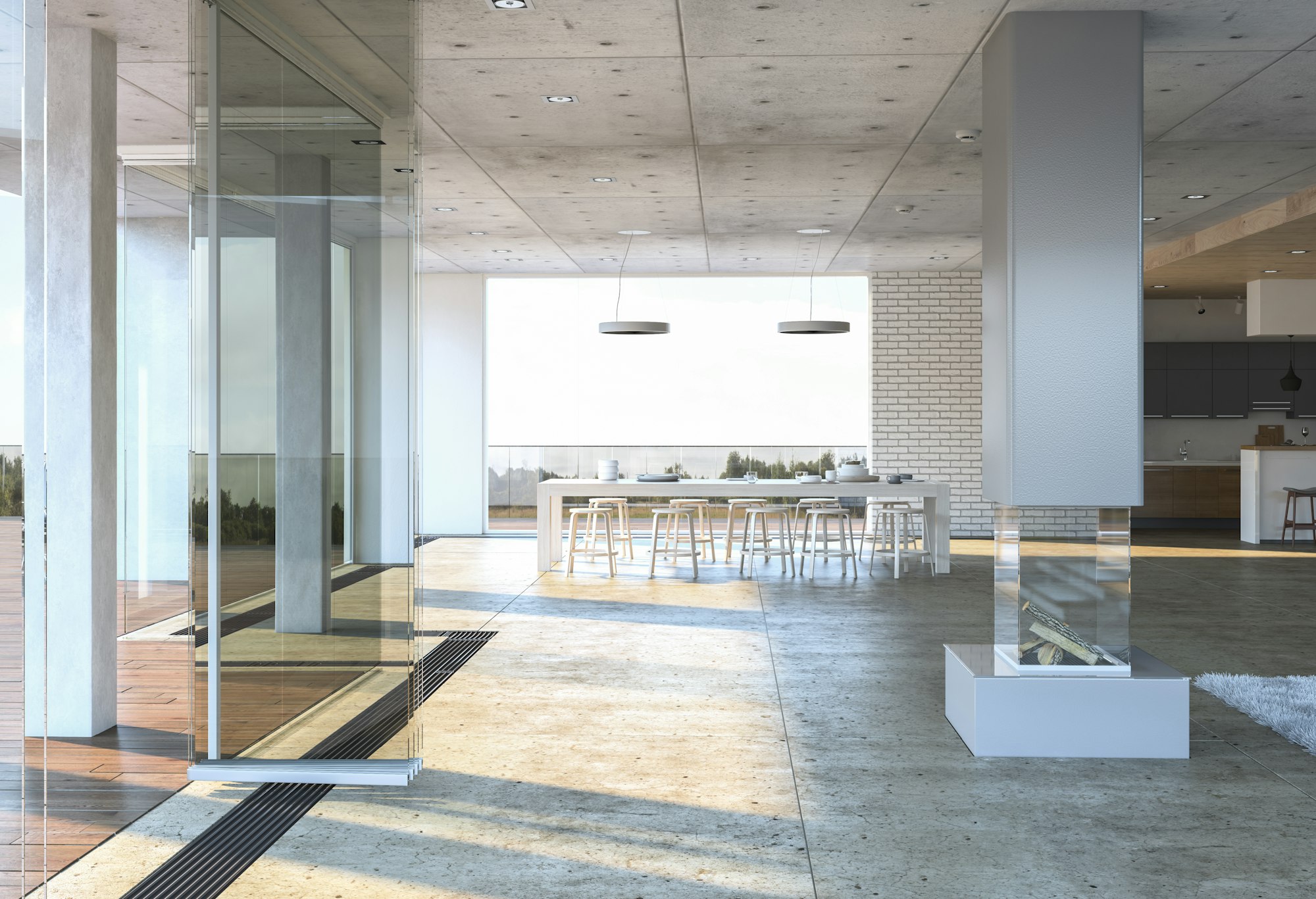 Glass entrance to modern house