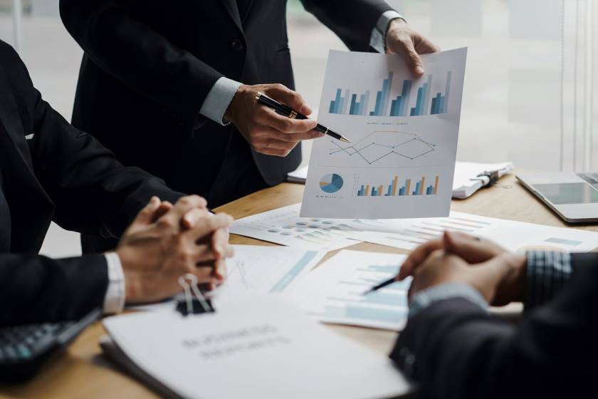 Teamwork process, business people discussing planning strategy new business development and ideas at